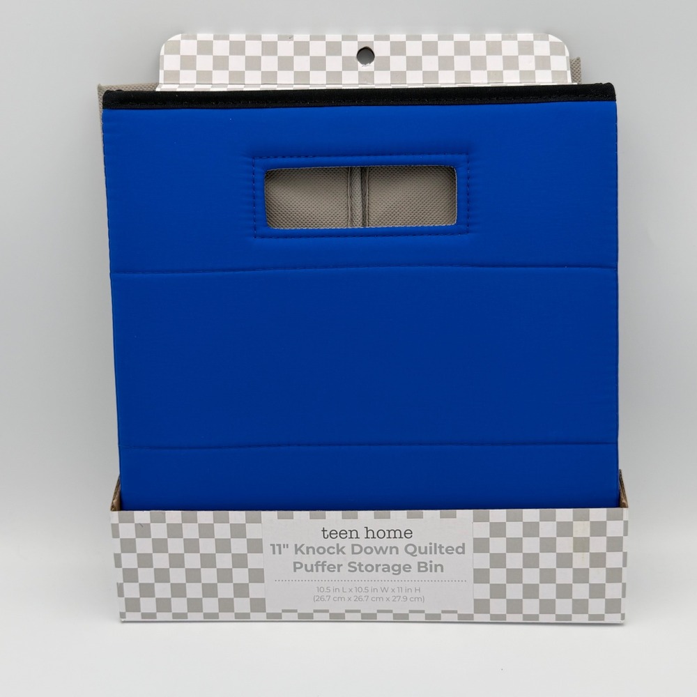Teen Home 11" Knock Down Quilted Puffer Storage Bin Blue Kids Dorm NWT (5pk)
